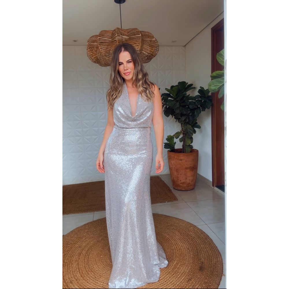 Vestido Paetê Paola Chiclé Nude