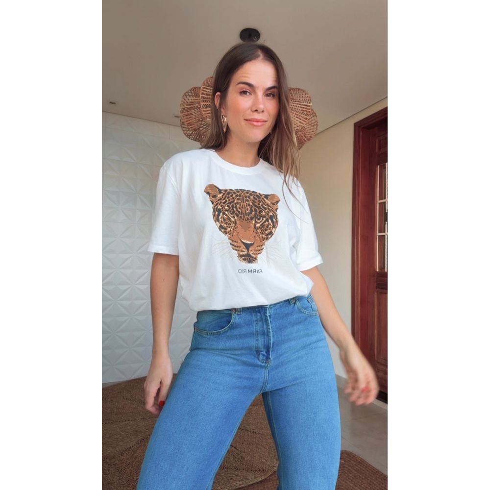 T-shirt Media Onça Off White