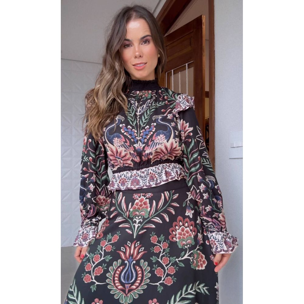 Blusa Manga Jardim Maravilhoso Estampado