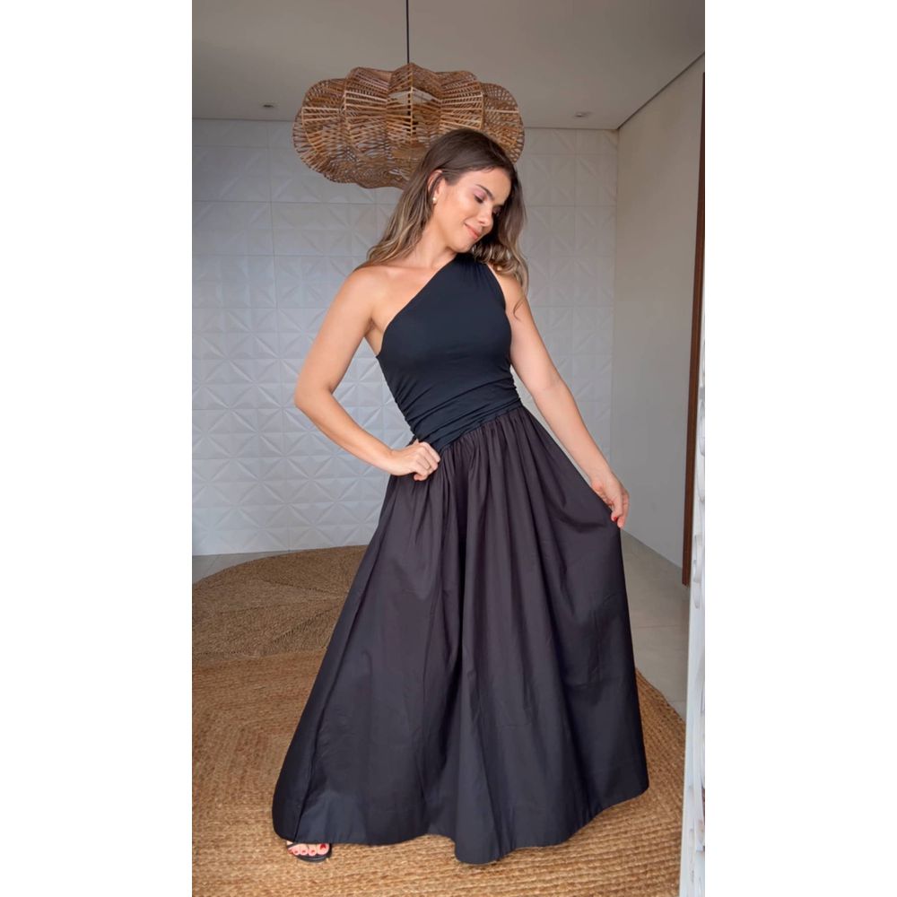 Vestido Ombro Só Saia Gode Preto