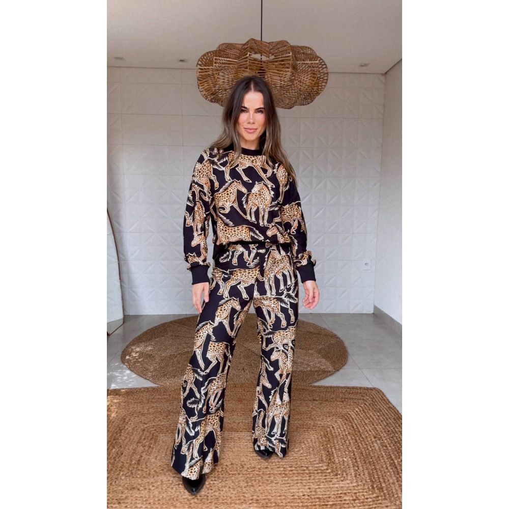 Calça Moletom Cavalo Onça Estampado