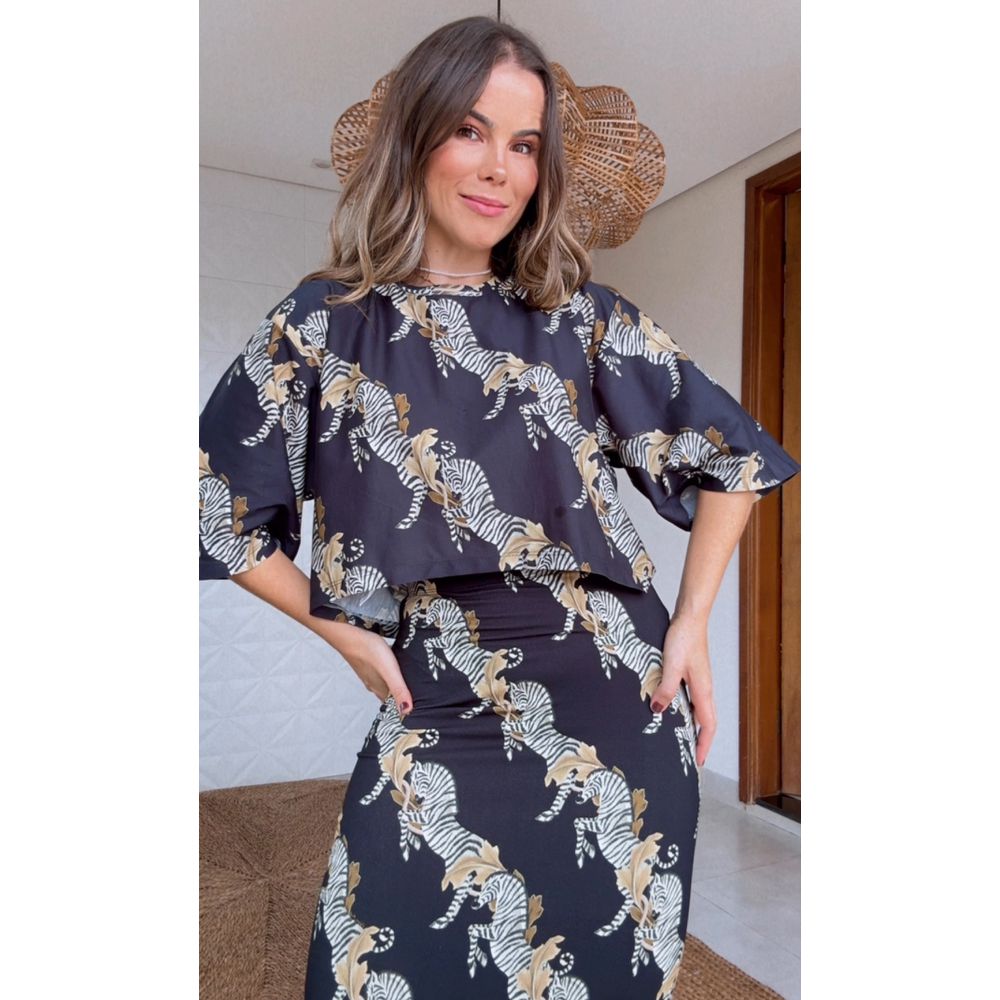Tshirt Cropped Zebra Estampado