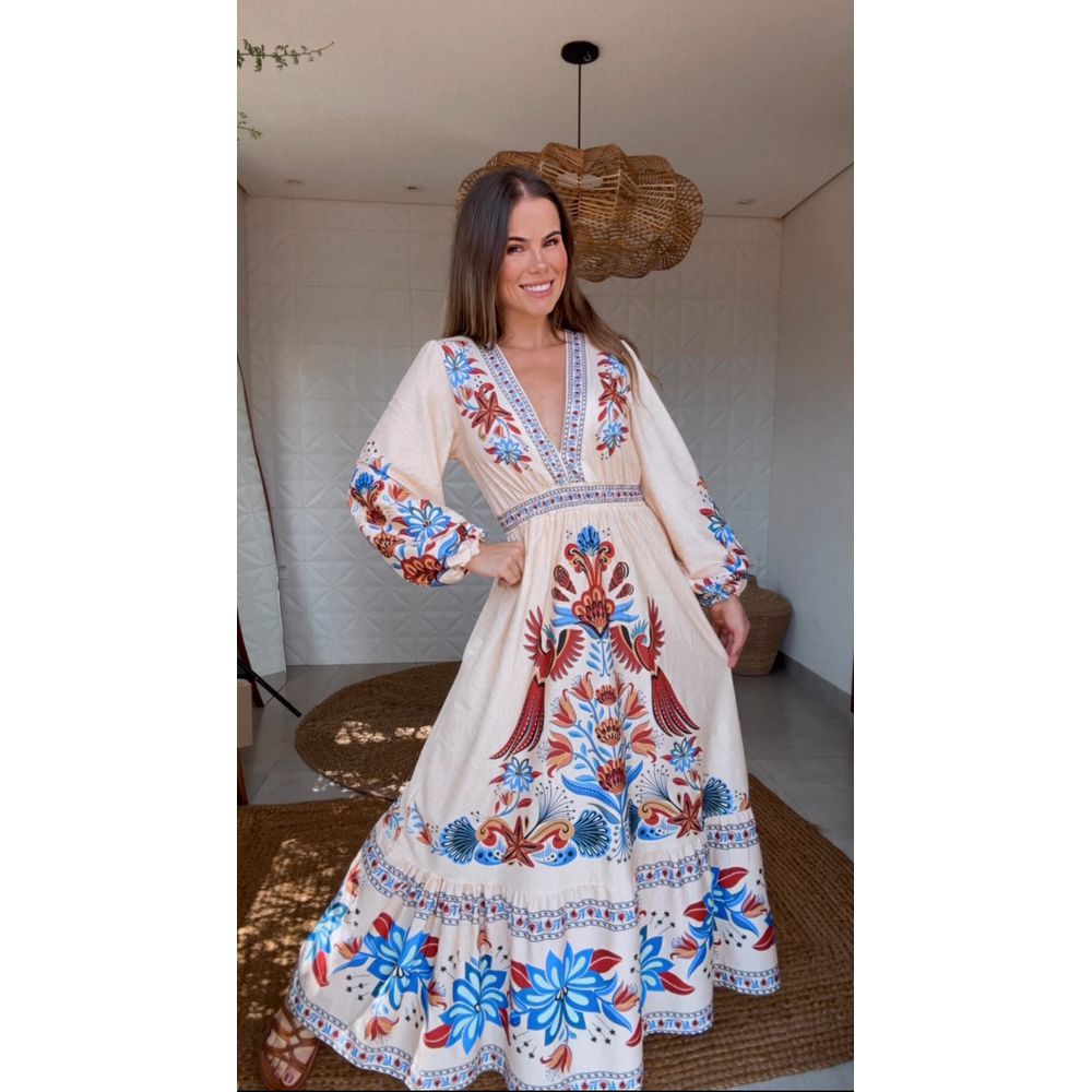 Vestido Cropped Sonho De Mar Estampado