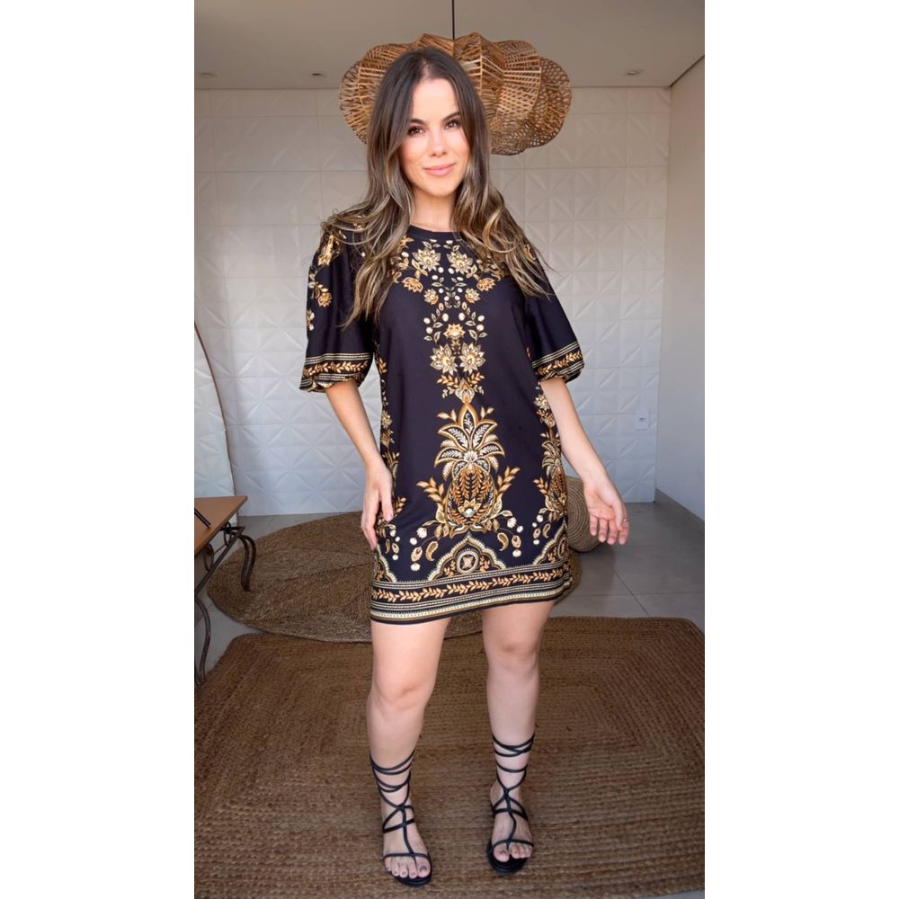 Vestido Tshirt Flora Abacaxi Estampado
