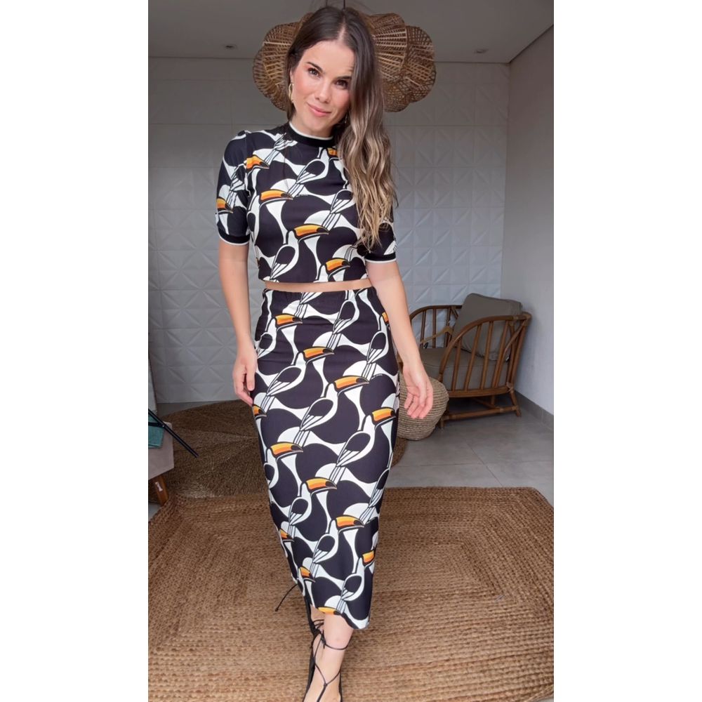 Saia Midi Copatucano Estampado