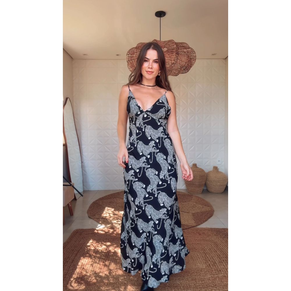 Vestido Alcinhas Tigres Estampado