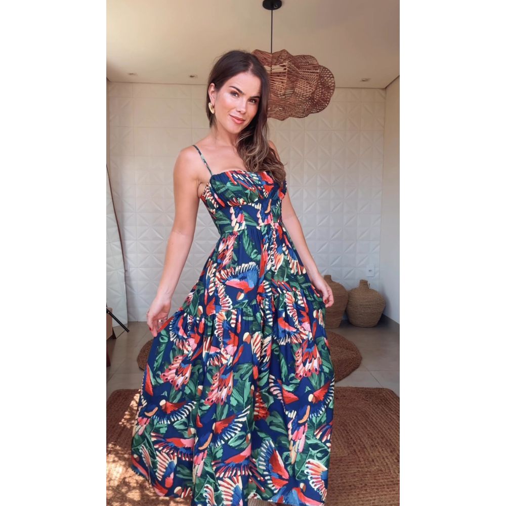 Vestido Cropped Voo Dos Passaros Estampado