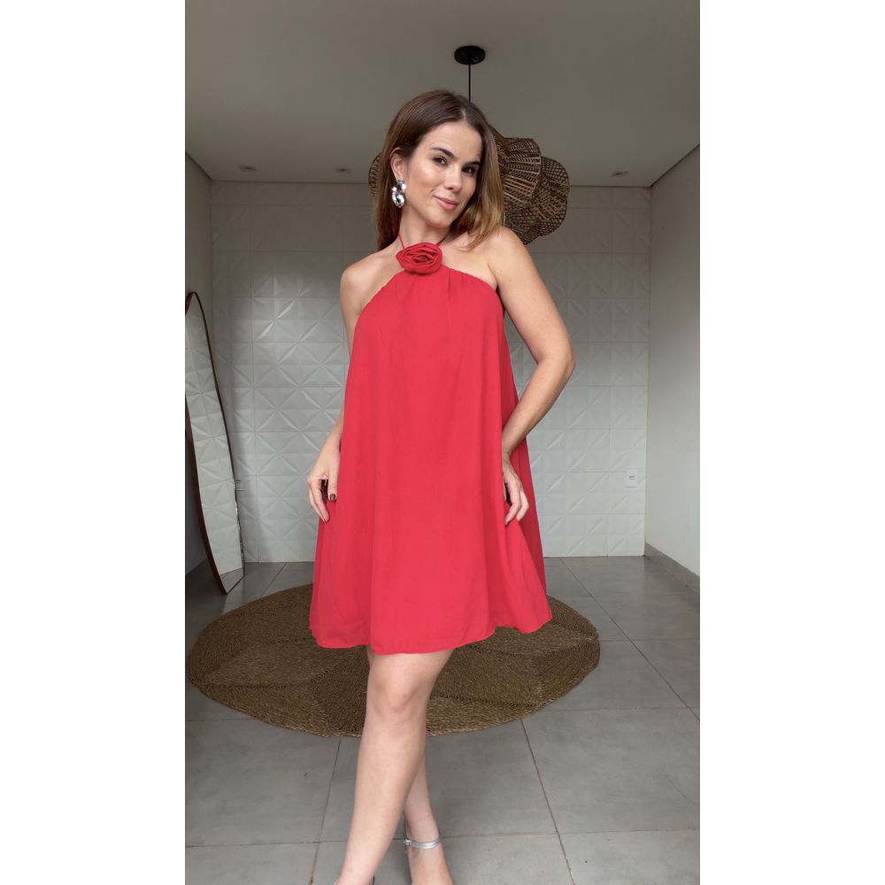 Vestido Curto Flower Vermelha