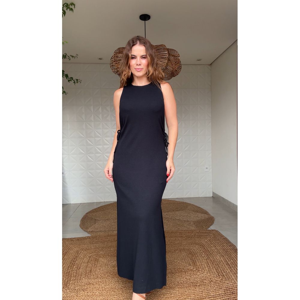 Vestido Rib Cavado Preto