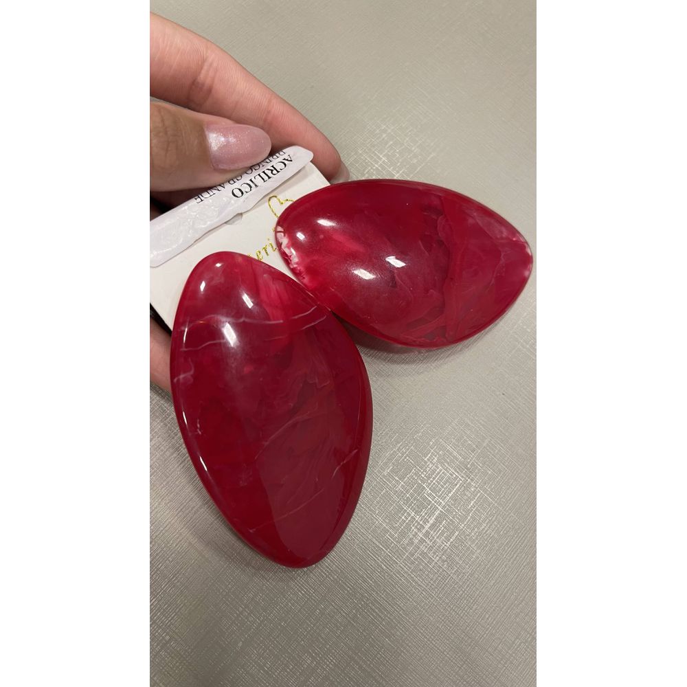 Brinco Acrilico Oval Vermelha