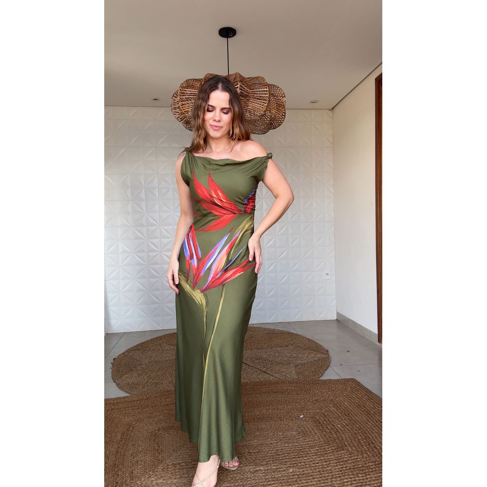 Vestido Longo Maxi Estrelícia Estampado