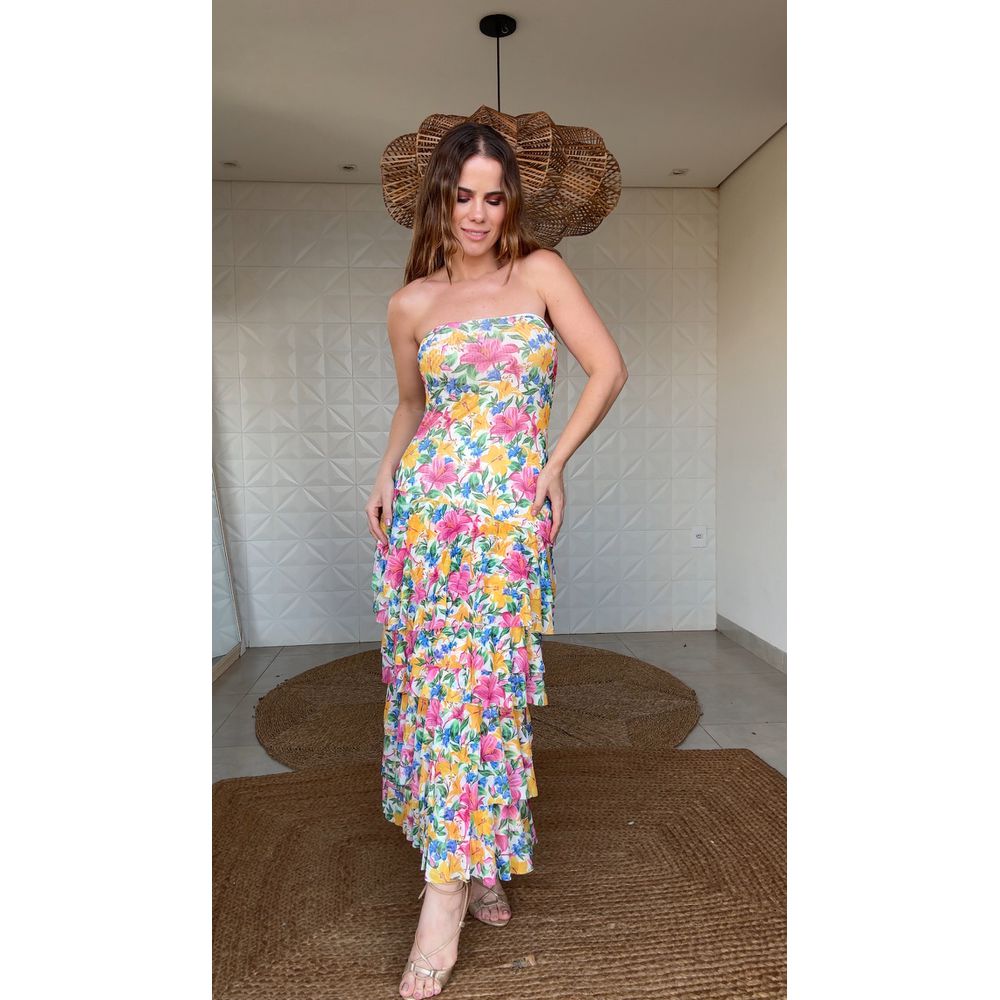 Vestido Tule Floral Malu Estampado