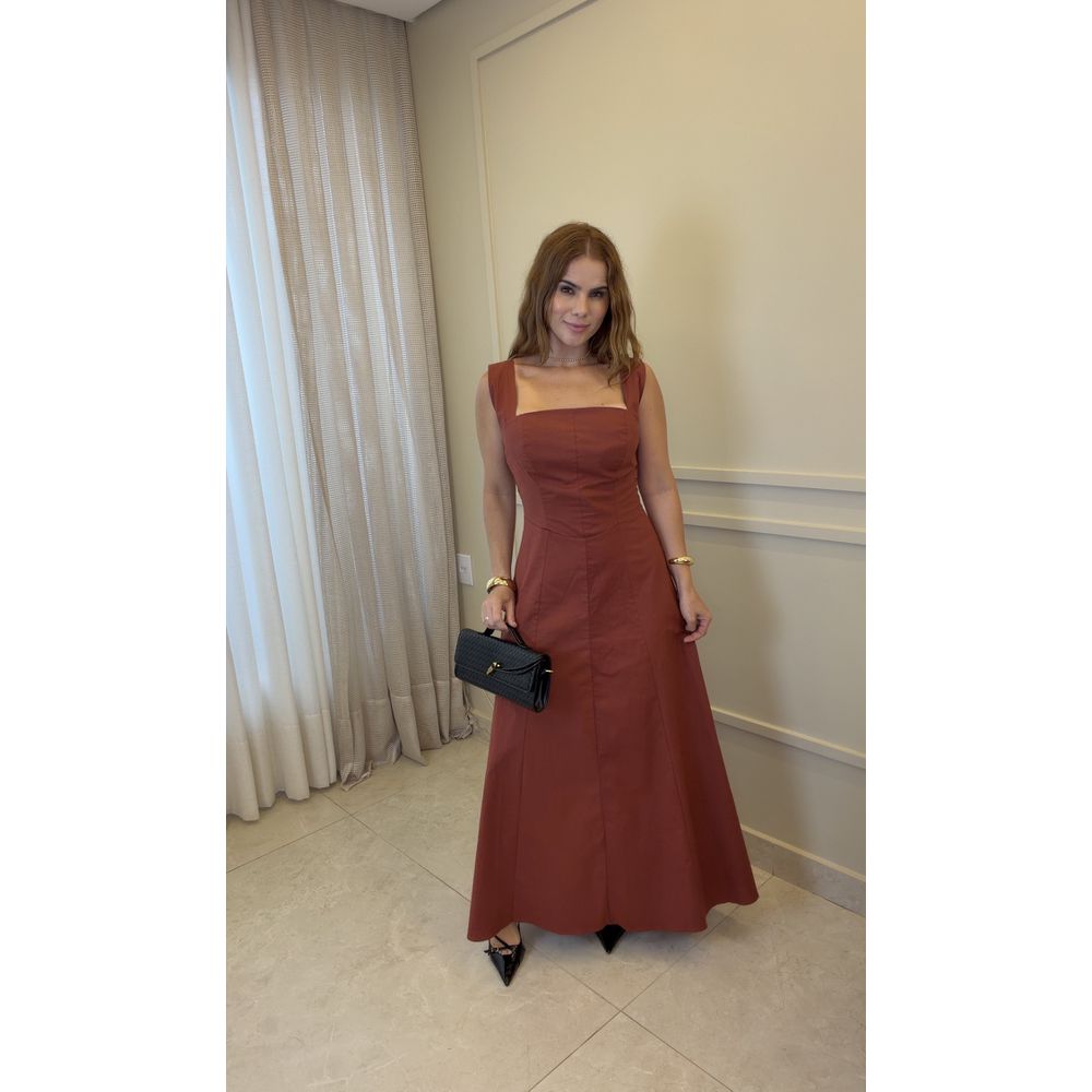 Vestido Longo Joana Terra Cota