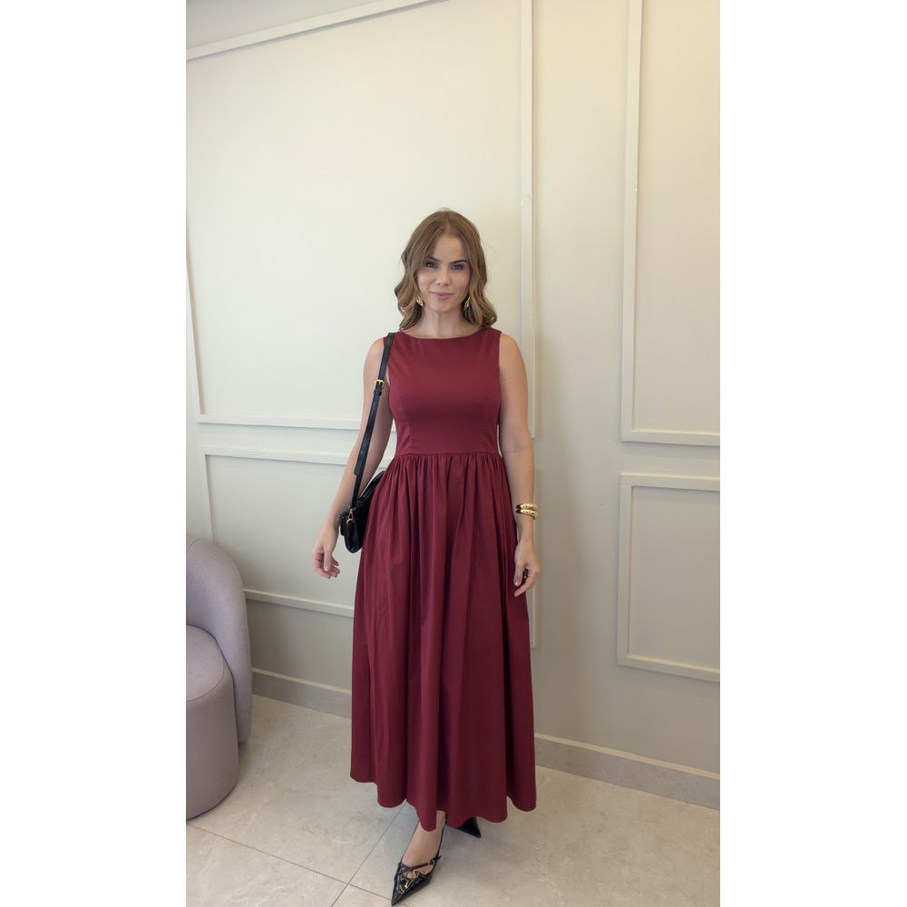 Vestido Longo Sabrina Vinho