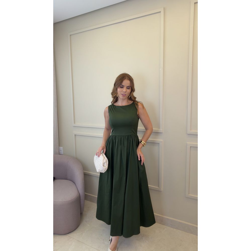 Vestido Longo Sabrina Verde Musgo 