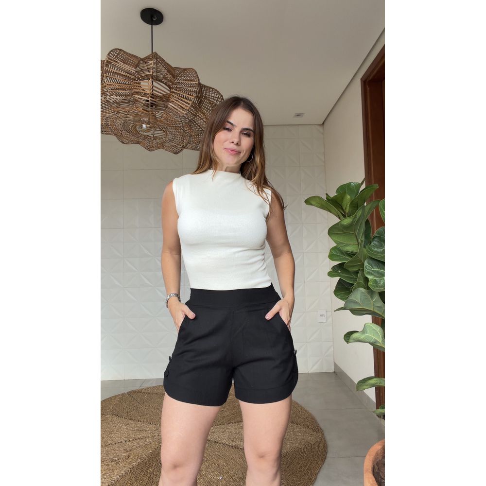 Short Em Linho Preto