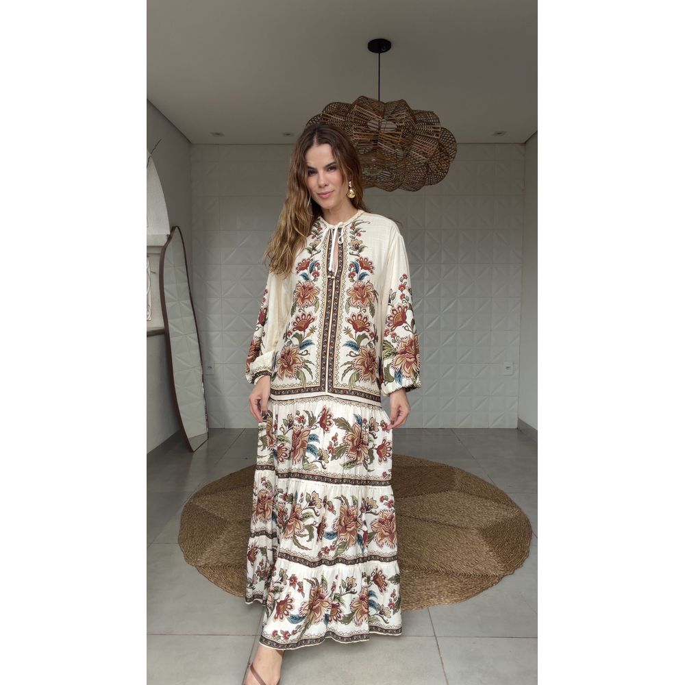 Vestido Cropped Jardim Majestoso Estampado