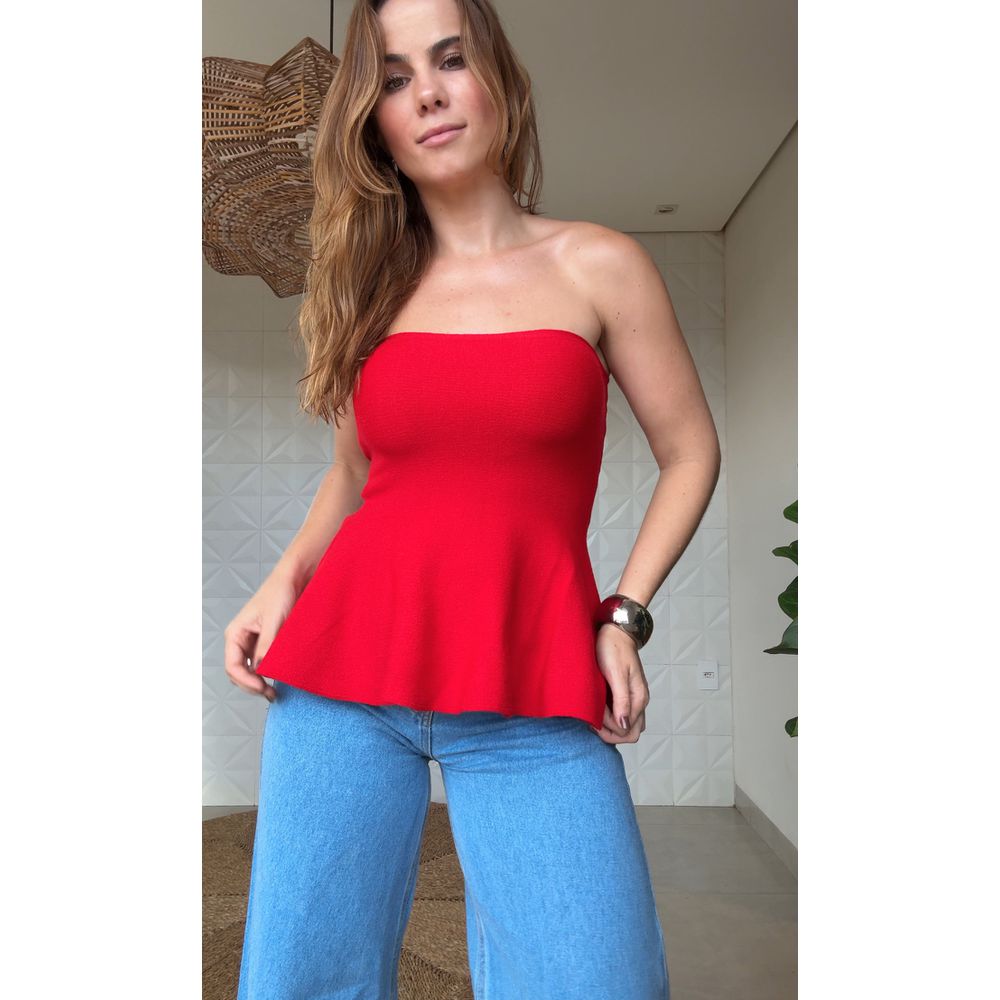 Blusa Malu Peplum Vermelha