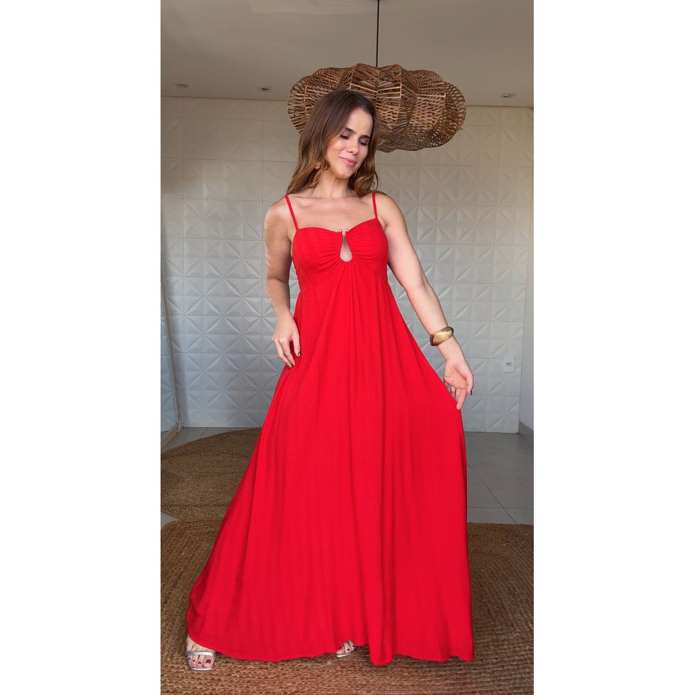 Vestido Longo Alça Catarina Vermelha