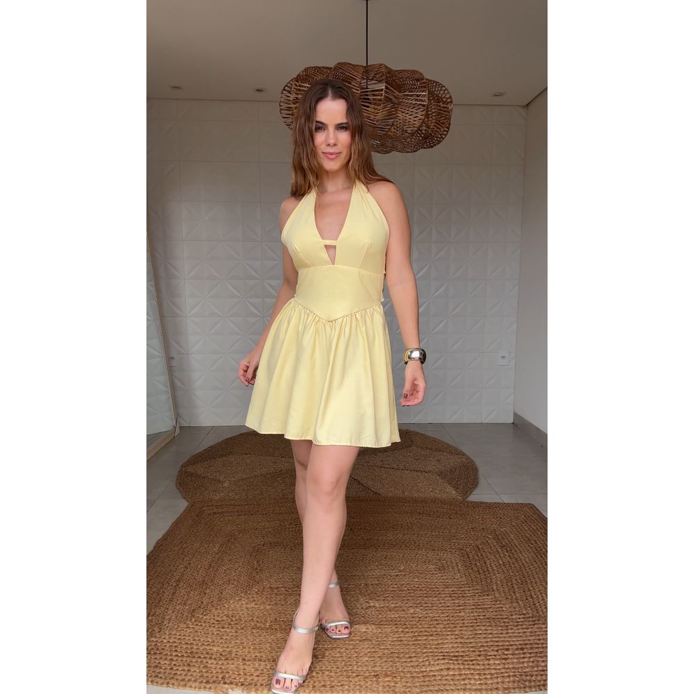 Vestido Curto Penelope Amarelo Mantega
