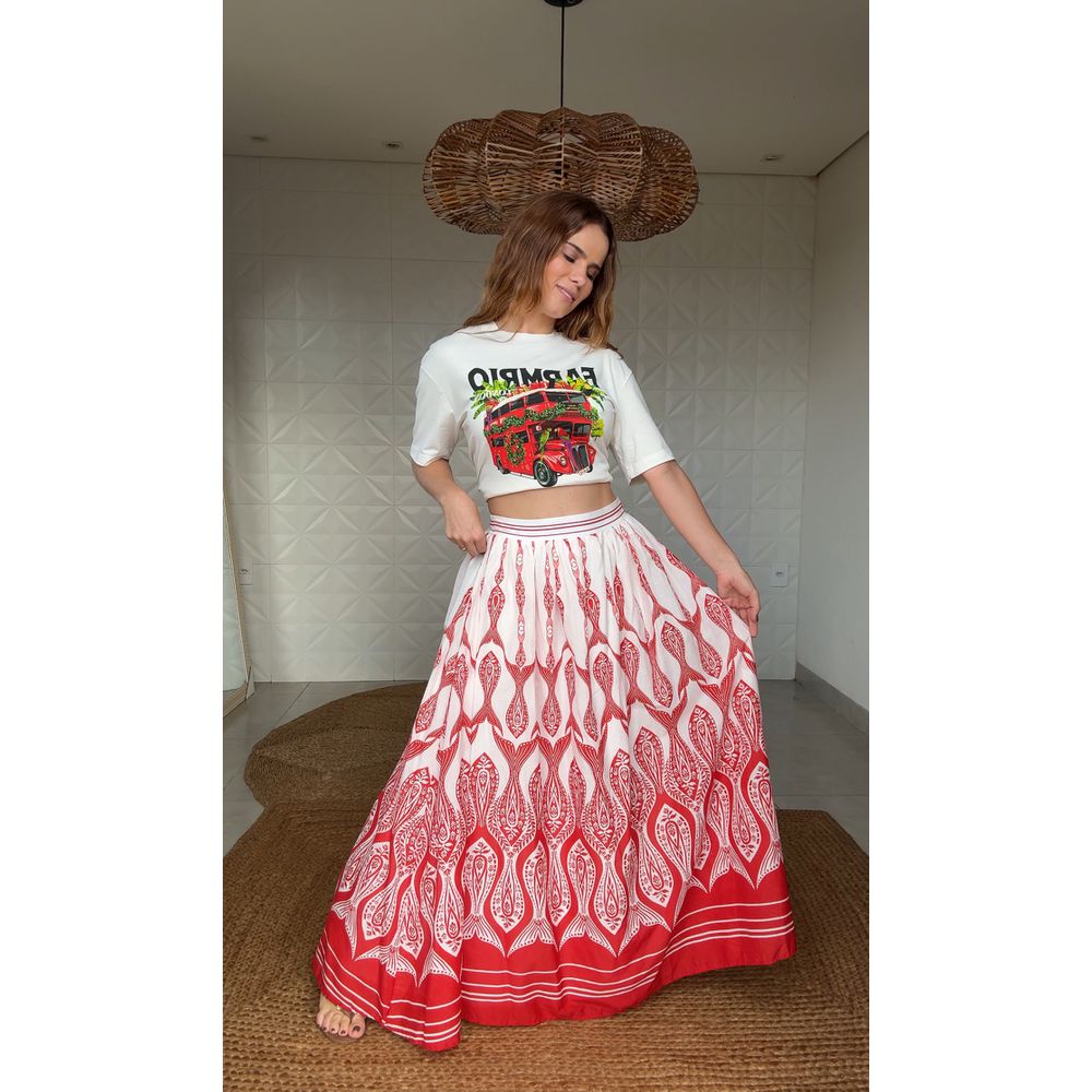 Saia Peixe Correnteza Estampado