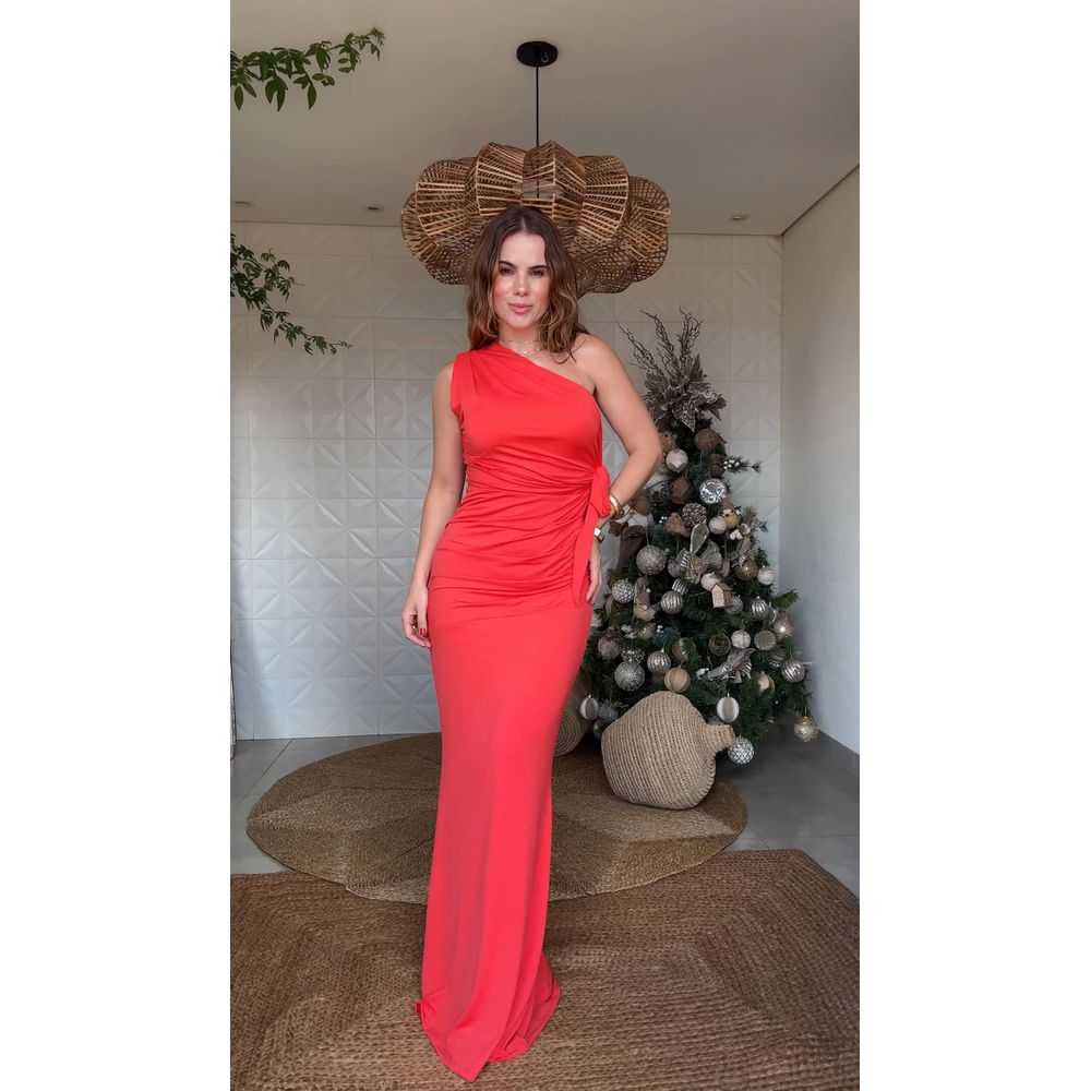 Vestido Longo Ombro Só Hilary Vermelha