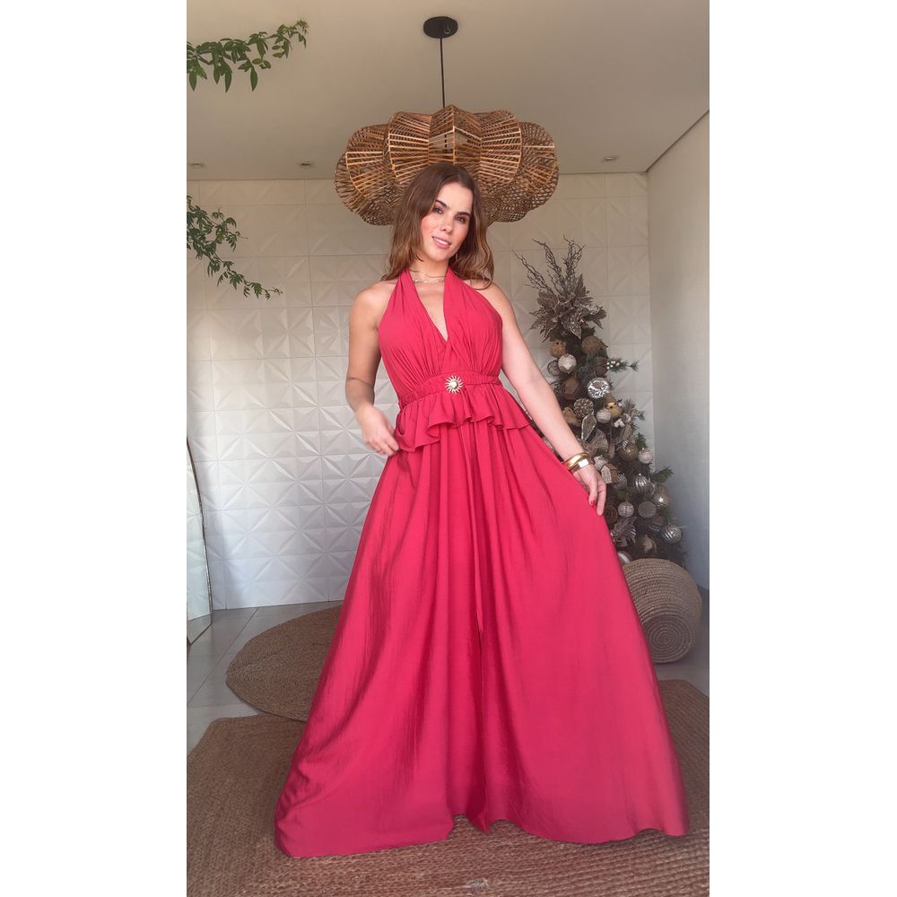 Vestido Flor De Amoreira Vermelha