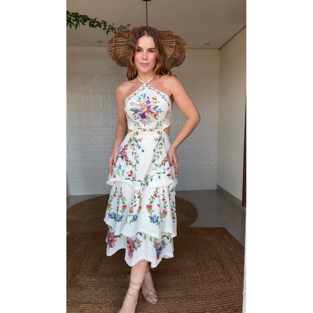 Vestido Bordado Brisa Serena Estampado