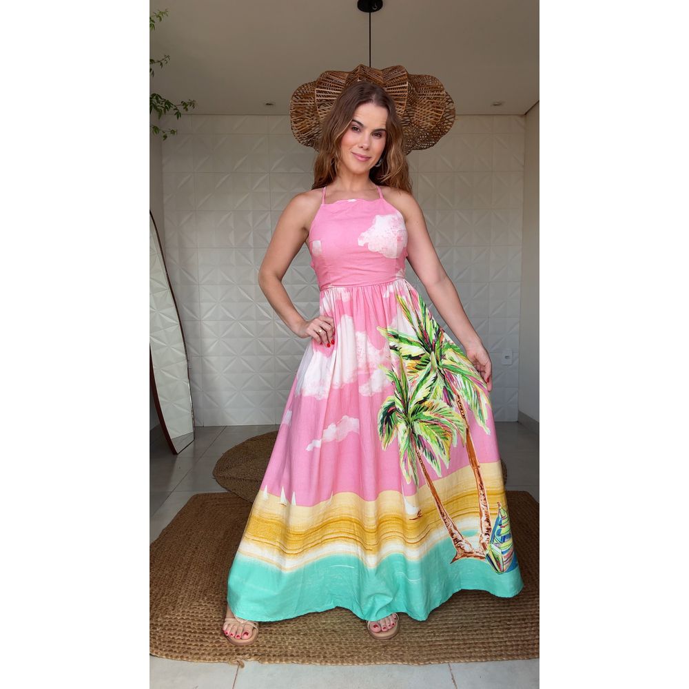 Vestido Longo Coqueirão Estampado