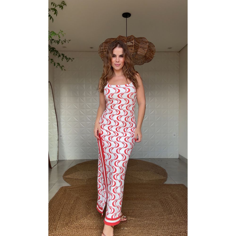 Vestido Midi Peixe Copa Estampado