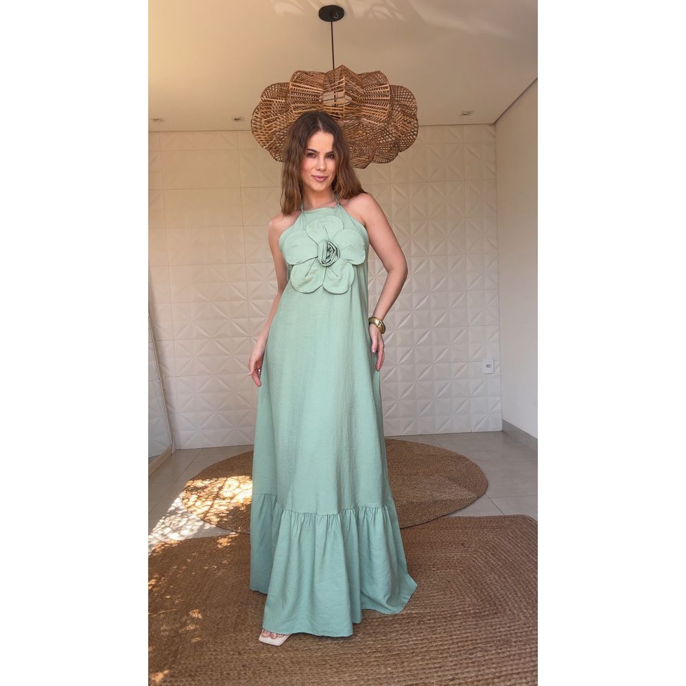Vestido Longo Lina Verde Oliva