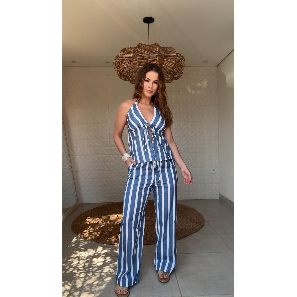 Conjunto Listrado Alice Azul Jeans