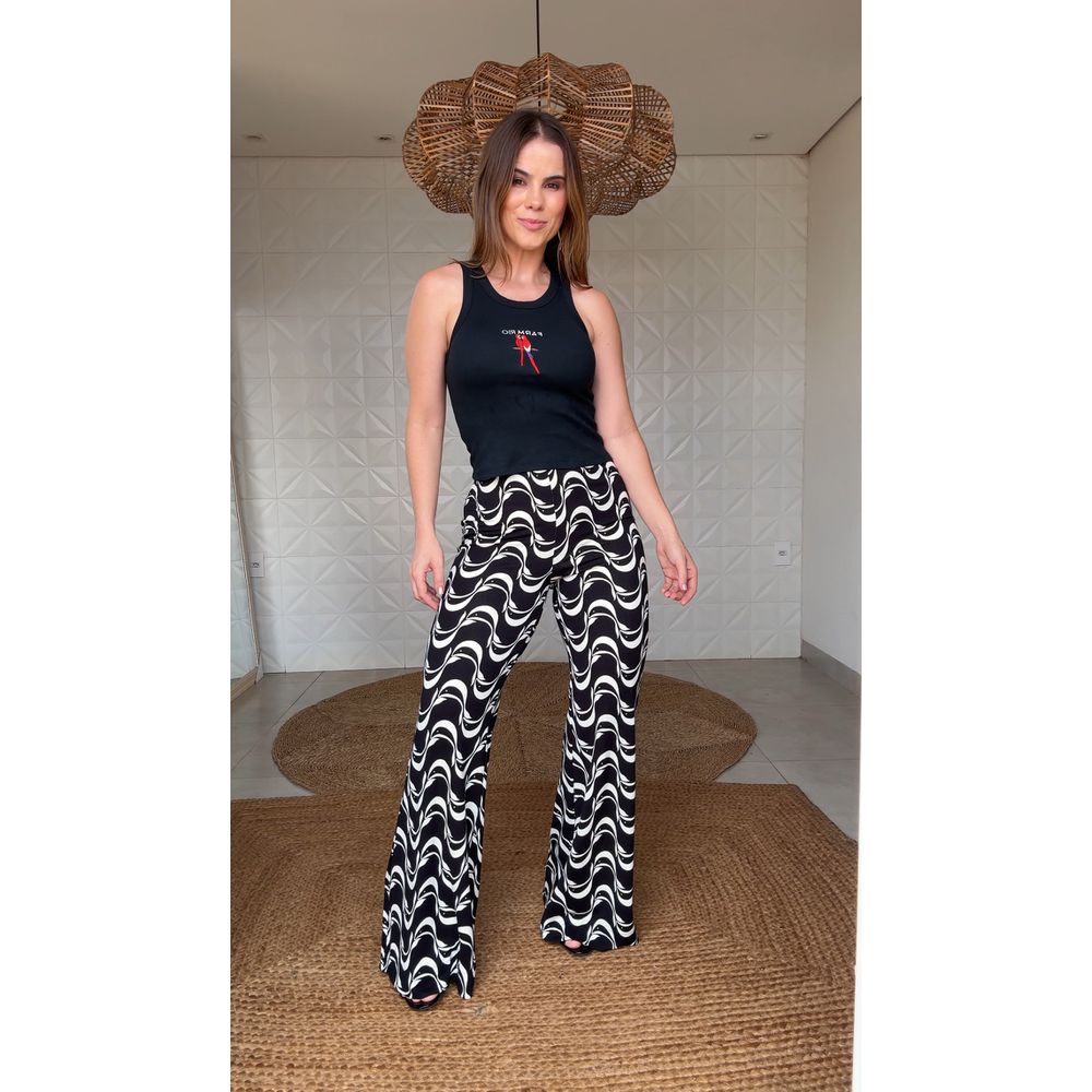 Calça Flare Peixe Copa Estampado