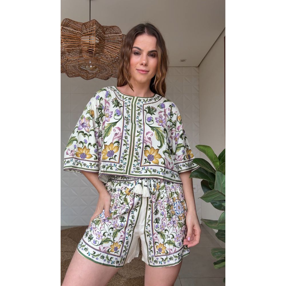 Short Azulejaria Estampado