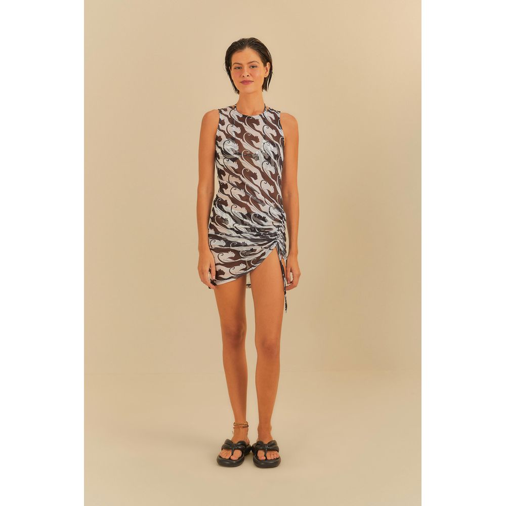 Vestido Tule Panteira Da Noite Estampado