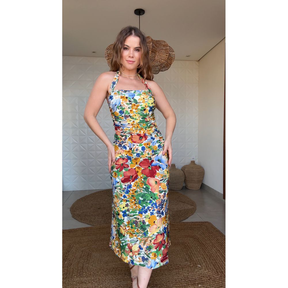 Vestido Midi Camponesa Estampado