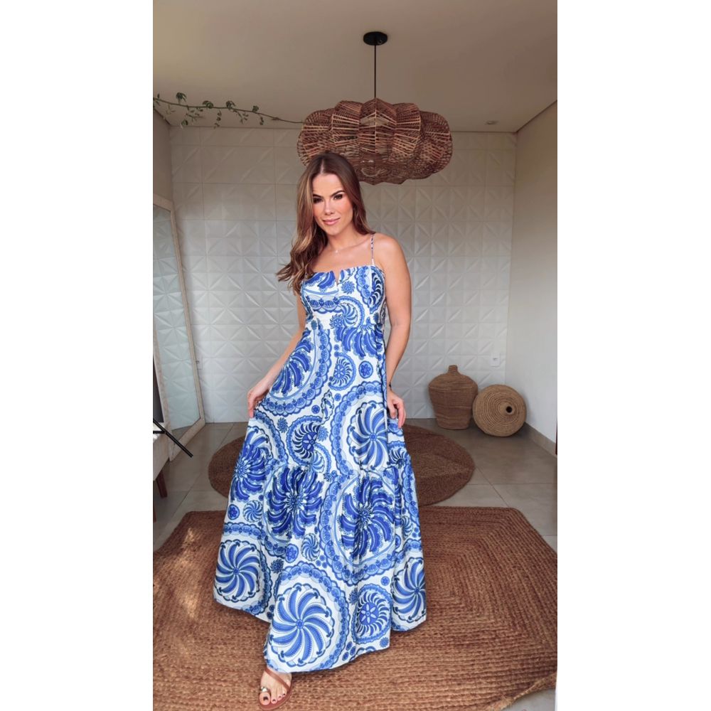 Vestido Longo Delicadeza De Banana Estampado