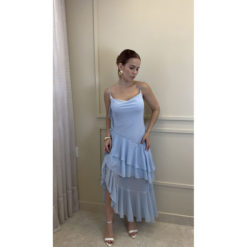 Vestido Daiana Chiclê Azul Claro