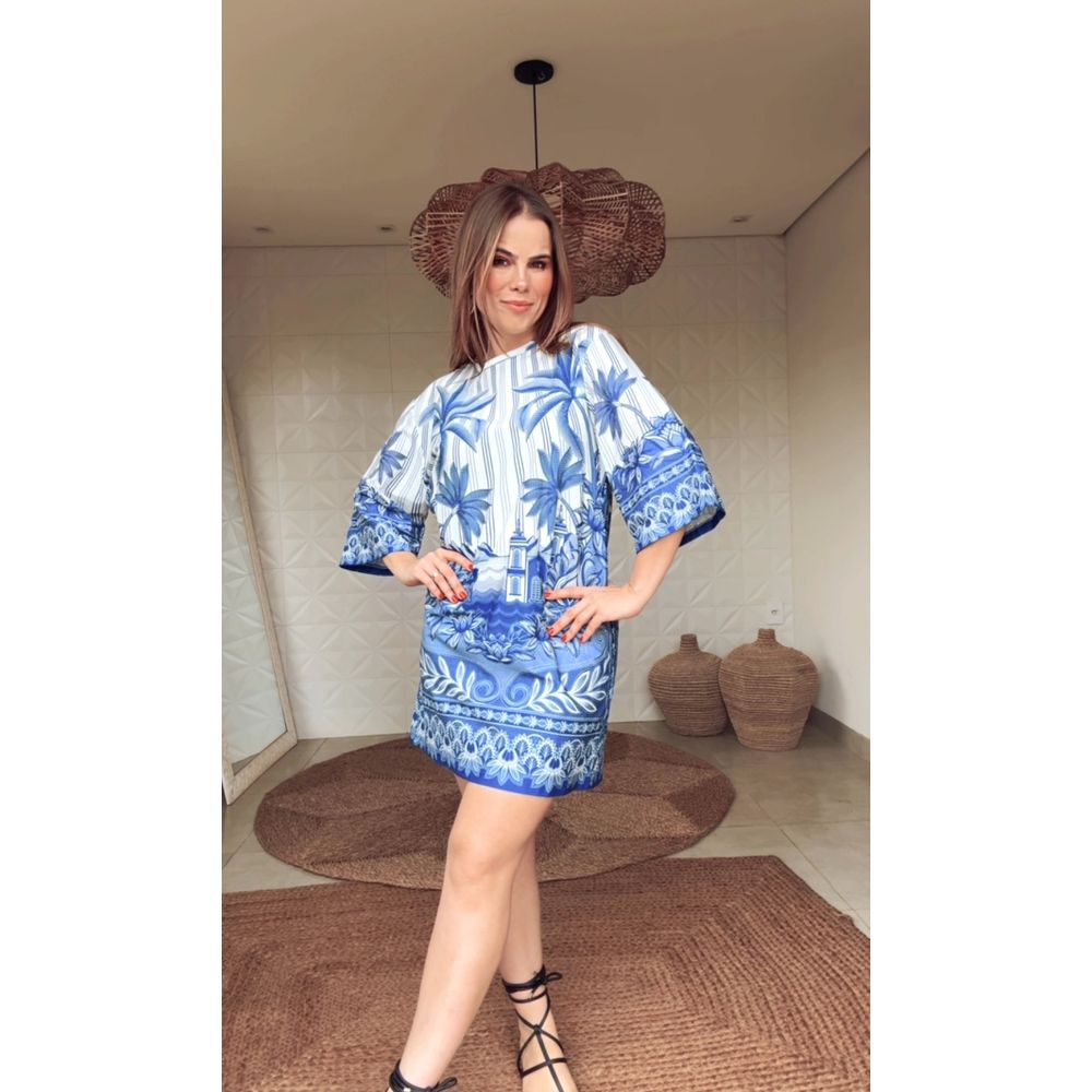 Vestido Tshirt Big Afeto Tropical Estampado