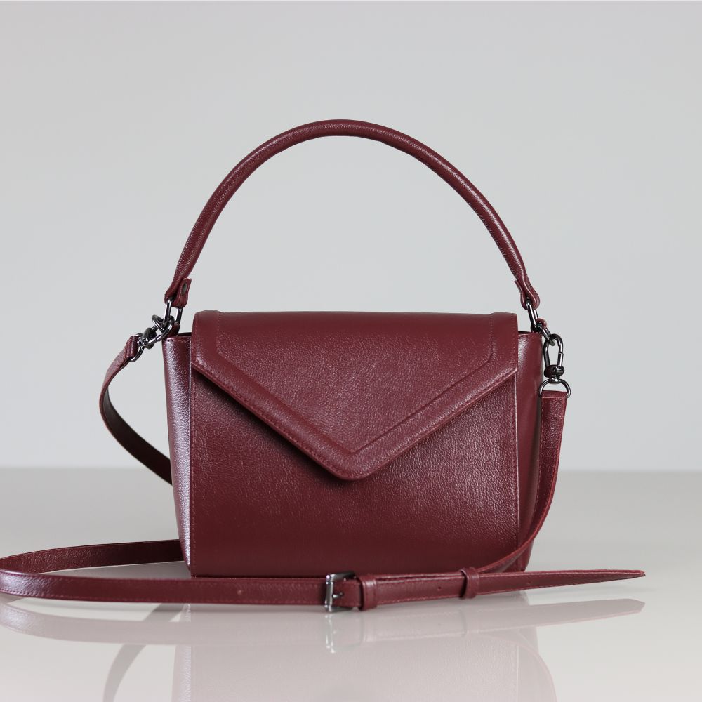 Bolsa Dani Marsala - Metal Grafite | Couro Legítimo