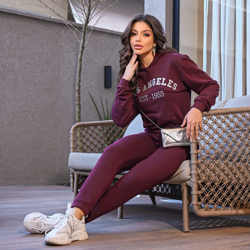 Conjunto Moletom marsala - Maranata Moda Feminina