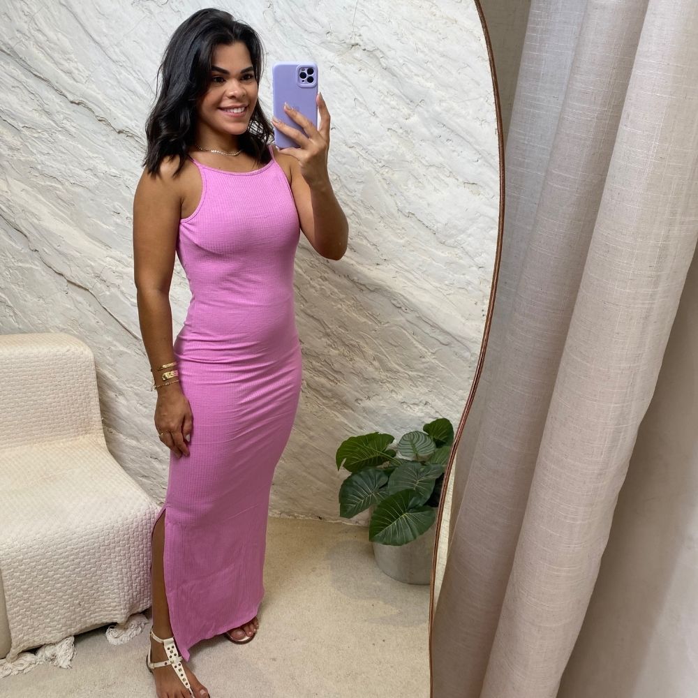 vestido longo costa nua Llilas - Maranata Moda Feminina