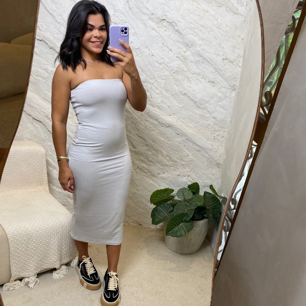 vestido mid tomara que caia gelo - Maranata Moda Feminina