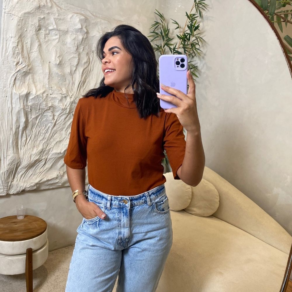 Blusa gola alta páprica - Maranata Moda Feminina
