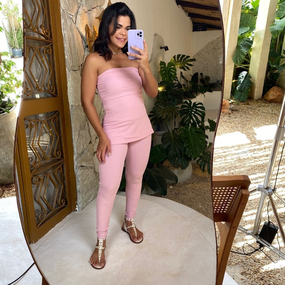 Conjunto tomara que caia rosa - Maranata Moda Feminina