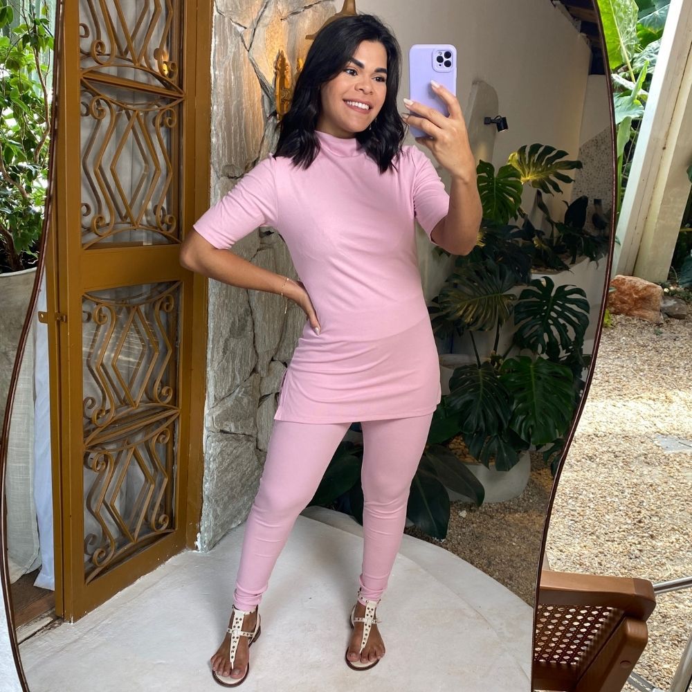Conjunto alongado rosa - Maranata Moda Feminina