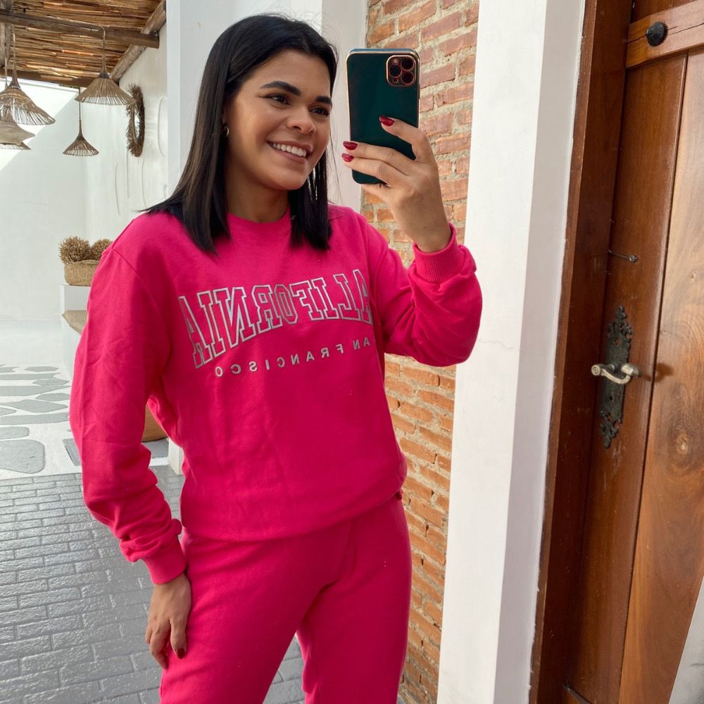 Blusão moletom pink - Maranata Moda Feminina