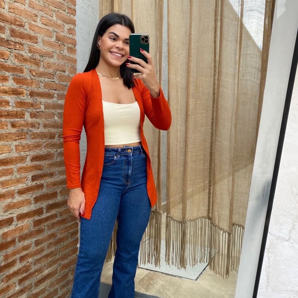 Cardigan sofistique terra cota - Maranata Moda Feminina