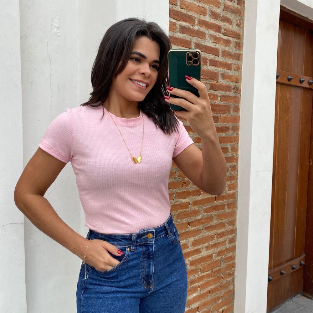 Blusa basic rosé - Maranata Moda Feminina
