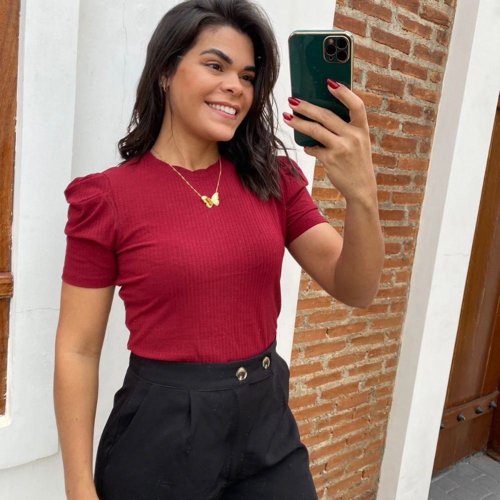 Blusa manga princesa marçala - Maranata Moda Feminina
